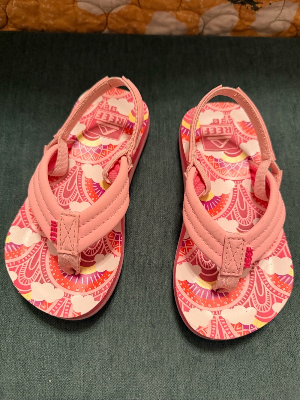 Reef Kids Pink Patterned Backstrap Sandals